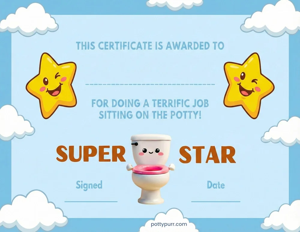 Sitting on Potty Certificate Star