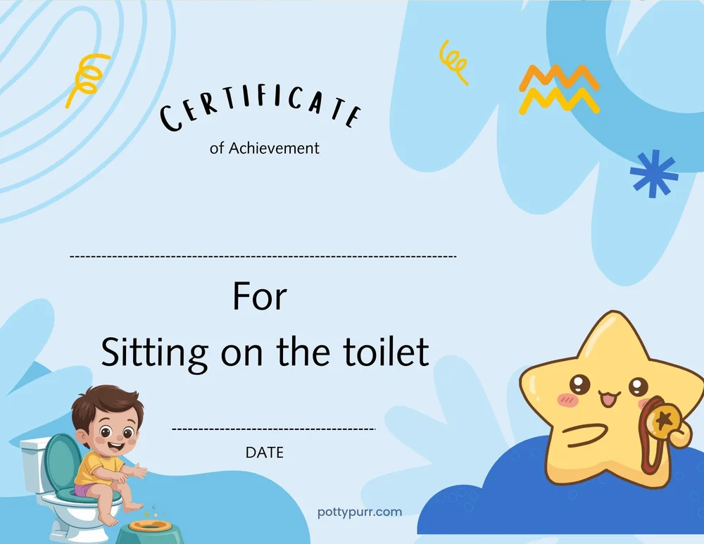 Sitting on Toilet Certificate Boy