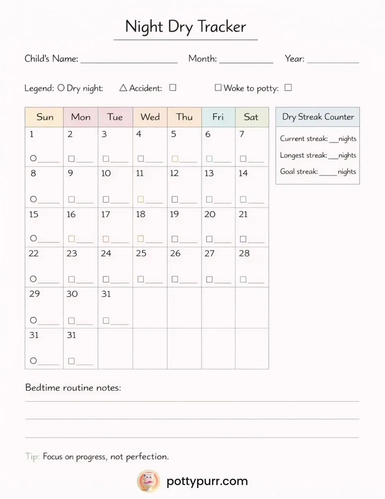 Night Dry Tracker - Colorful version for monitoring dry nights