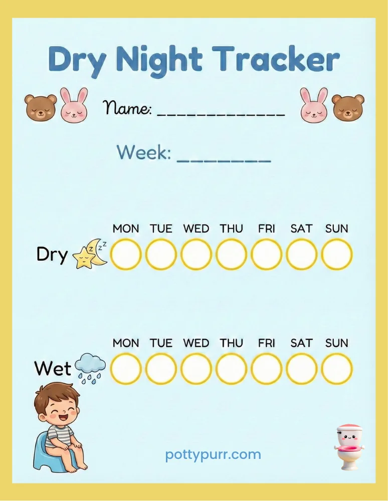 Dry Night Potty Chart Baby Yellow