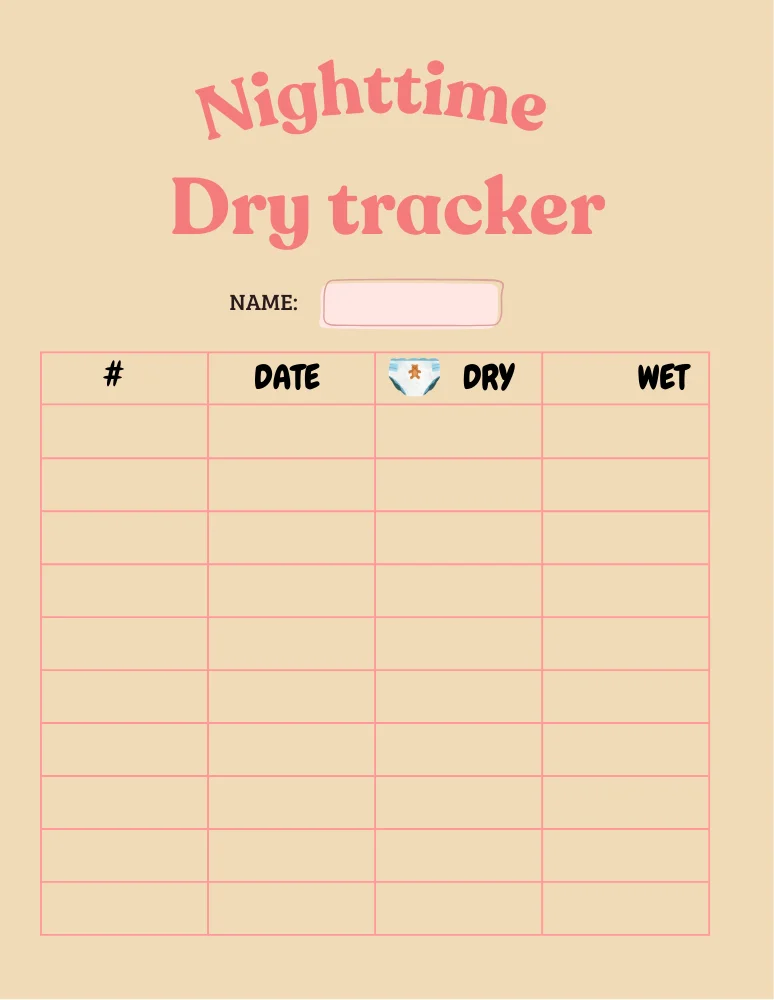 Dry Night Potty Chart Table Peach