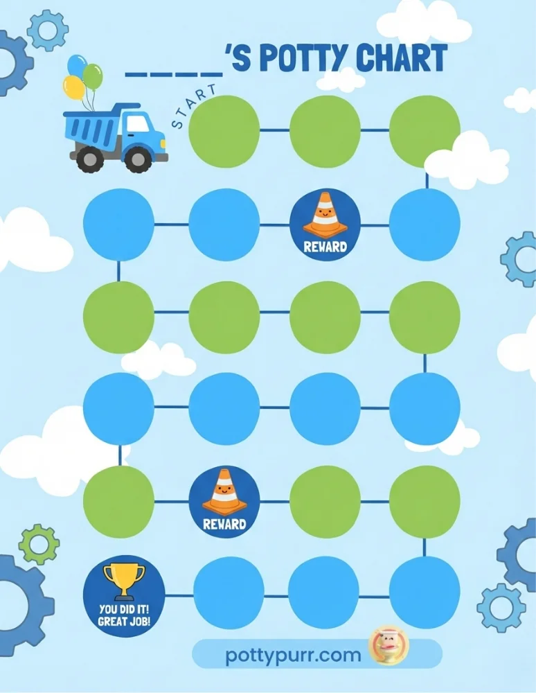 Monthly Potty Chart Truck Blue