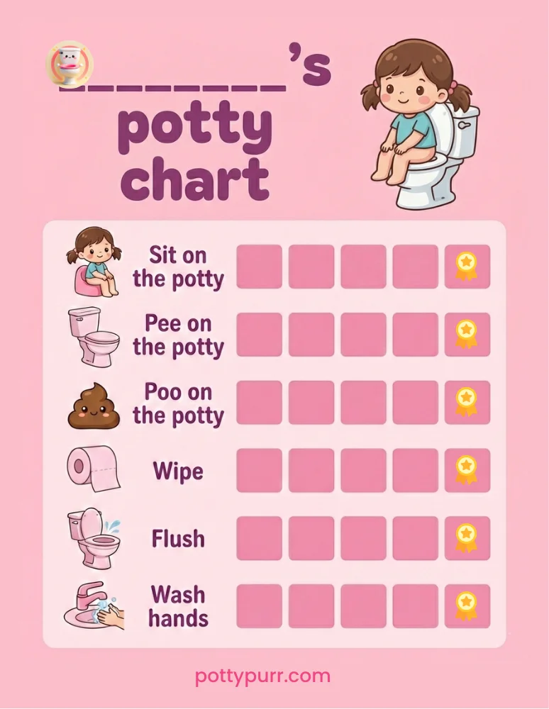 Potty Chart Pee Poop Routine Girl