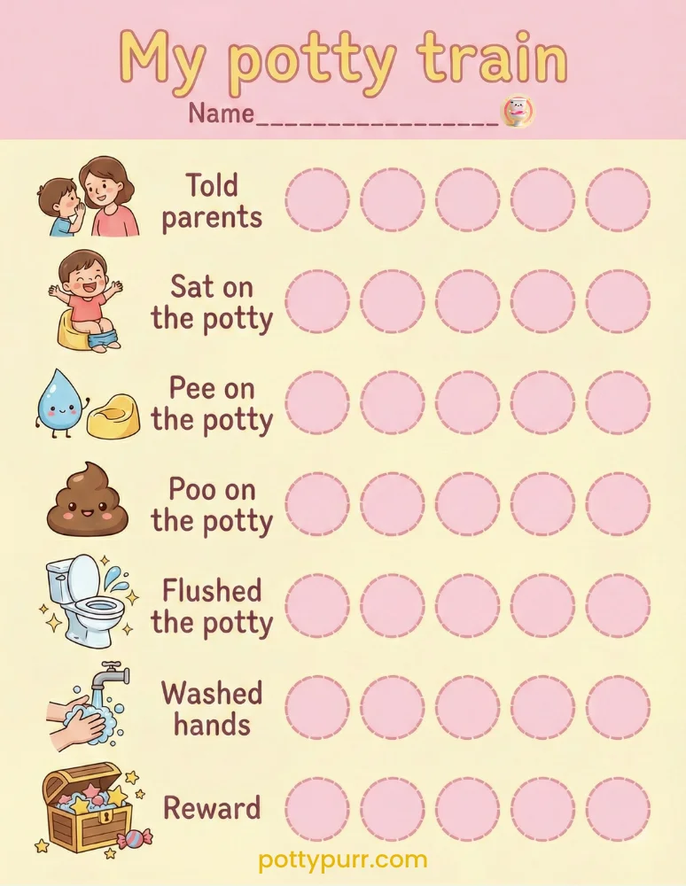 Potty Chart Pee Poop Train Pink