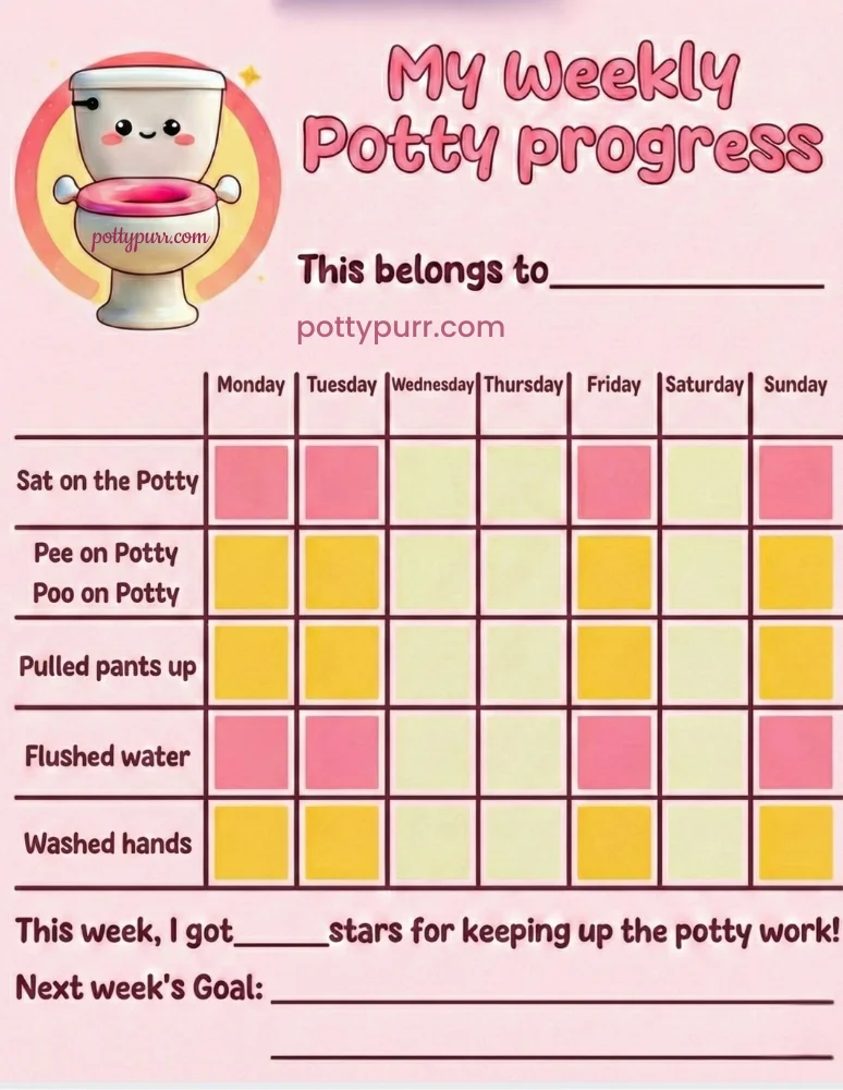 Weekly Potty Chart Progress Pink