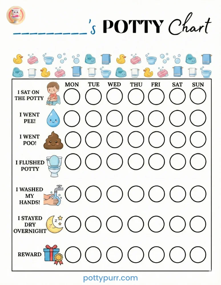 Weekly Potty Chart Routine Boy